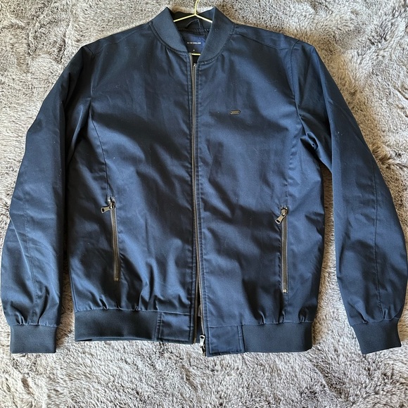 Peter England Blue Zipper pockets Blue lined Bomber size Medium - Picture 1 of 11